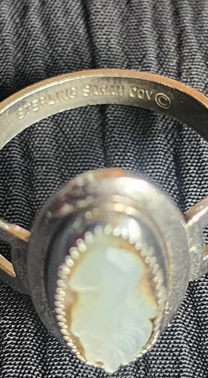 Sarah Coventry Sterling .925 Cameo Ring, earrings, and necklace Set Vintage
