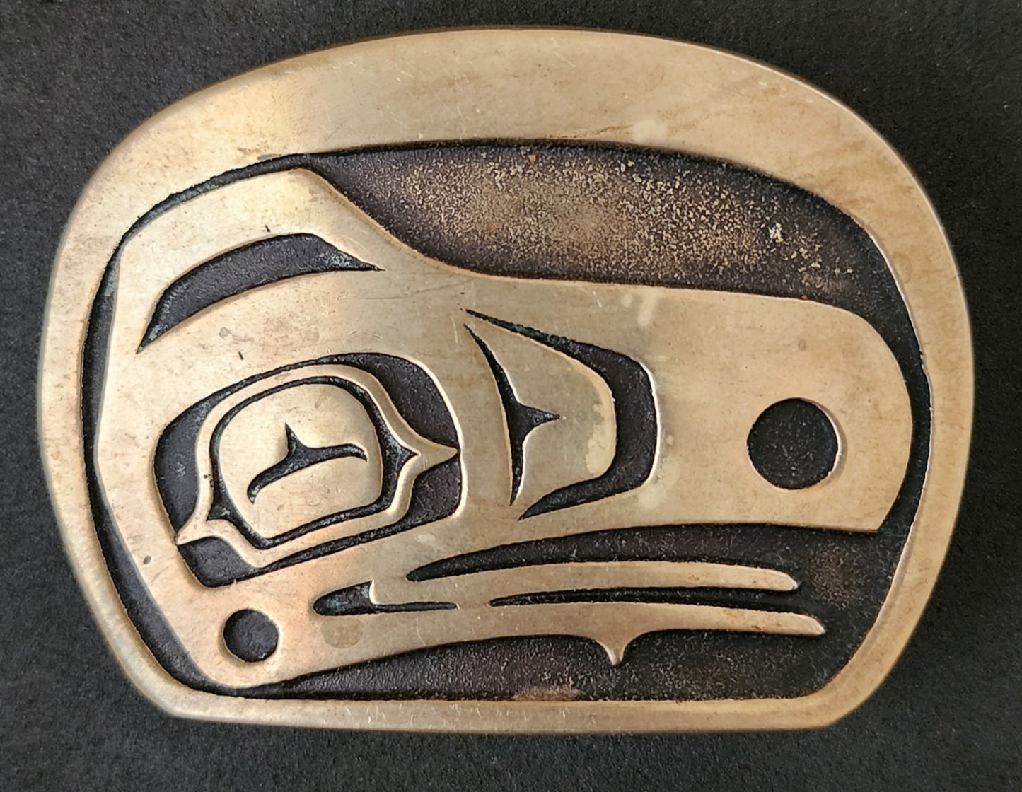 Vintage Solid Bronze Raven Tlingit Belt Buckle by Rainbow Metals