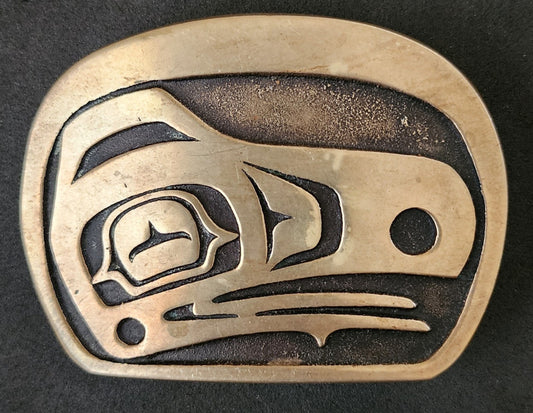 Vintage Solid Bronze Raven Tlingit Belt Buckle by Rainbow Metals