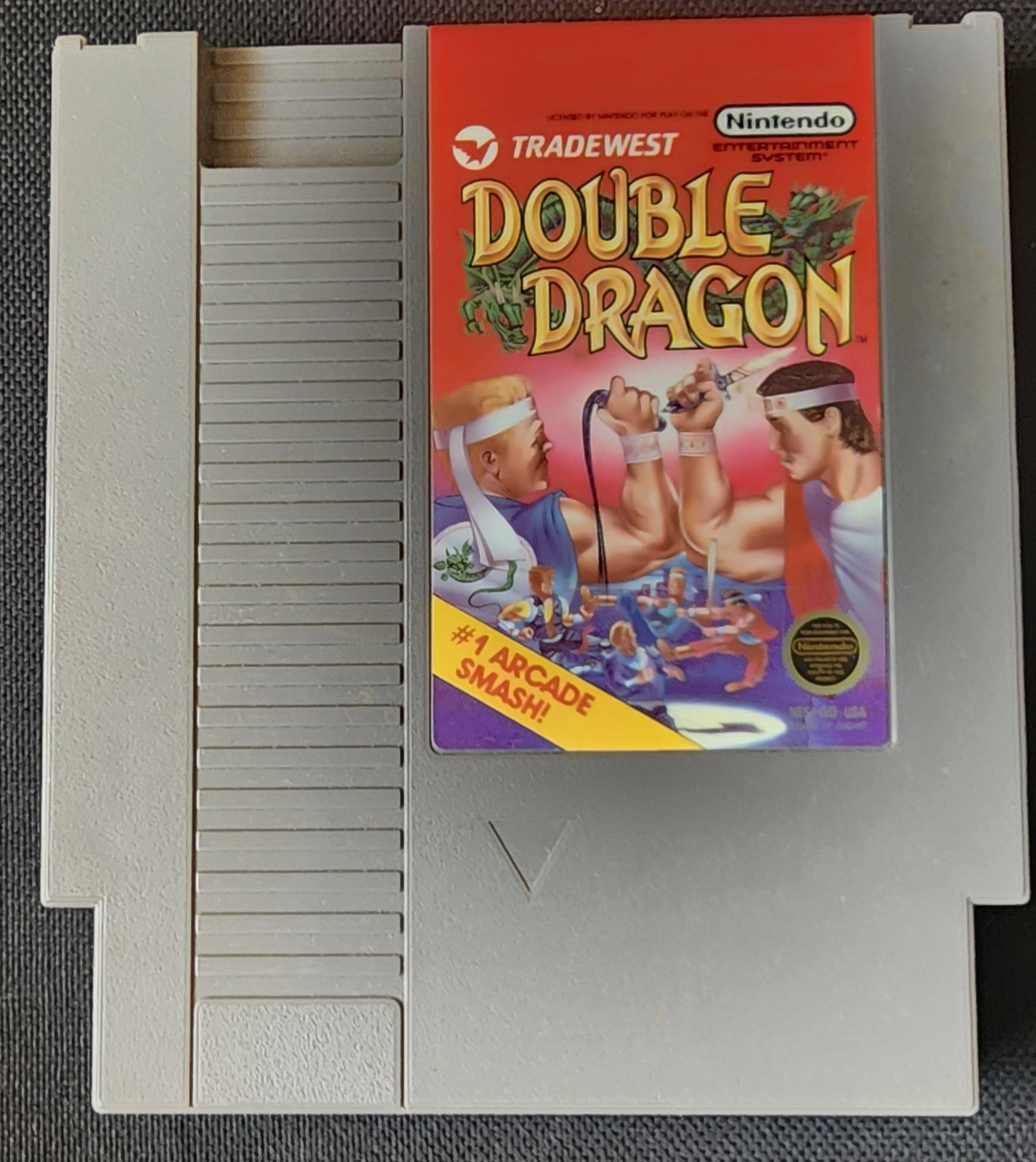 Nintendo NES Double Dragon Game Cartridge + Dust Cover Tested