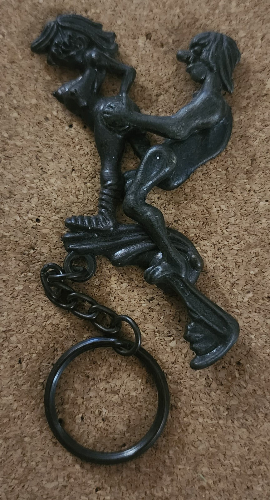 Vintage Man and Woman Having Sex Mechanical Metal Keychain