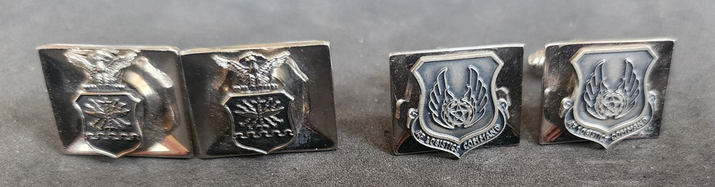 USAF Air Force Vintage Balfour Cufflinks Eagle & Shield + AF Logistics Command