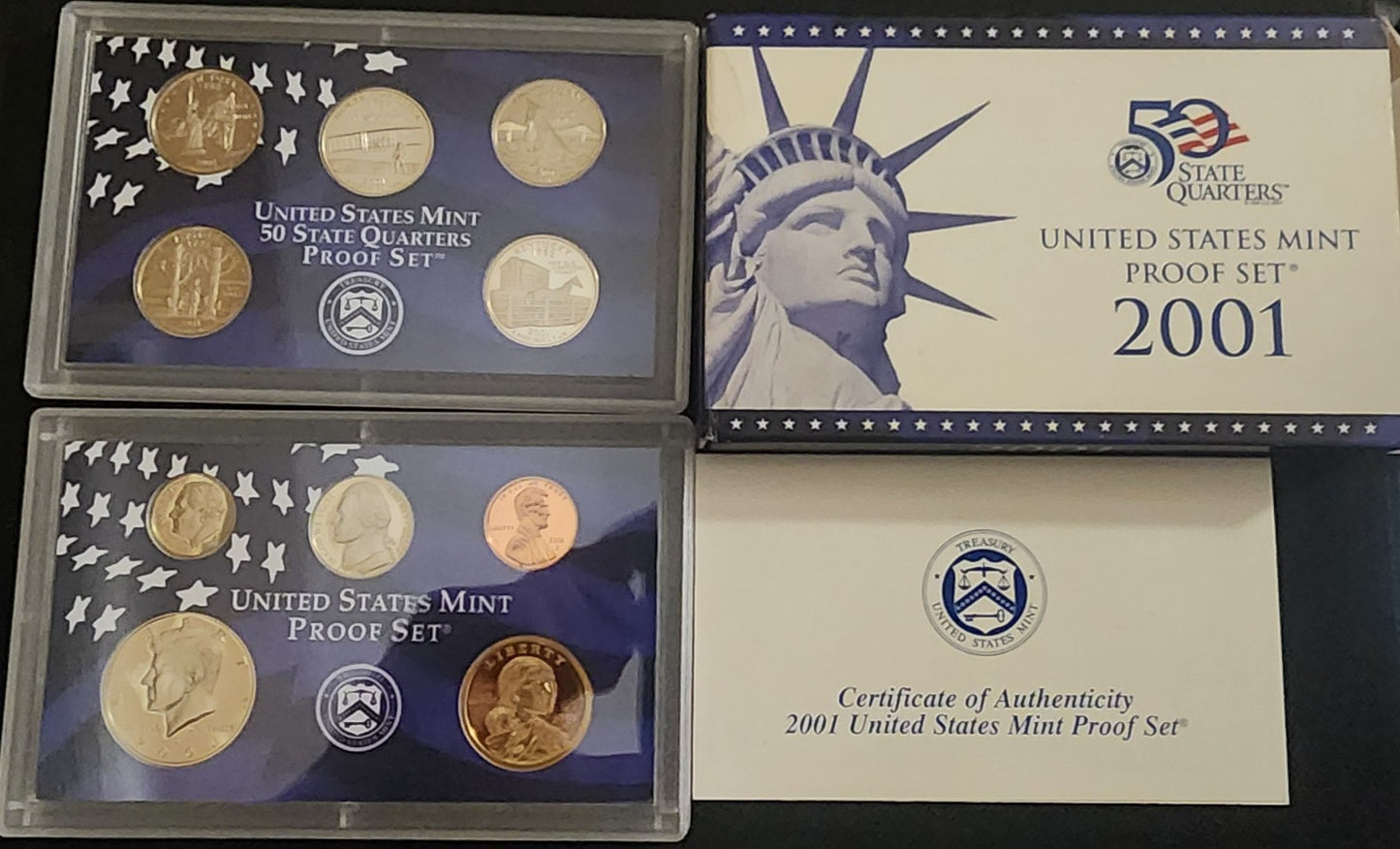 Pair of 2001 & 2005 U.S. Proof Sets in OGP -- 21 TOTAL PERFECT PROOF COINS!