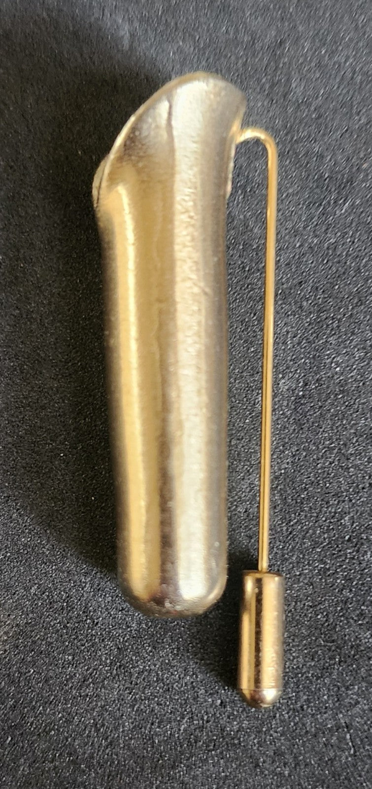 VTG Flower Holder Stick Pin Gold Tone Bud Vase Lapel Brooch 2” Classic Simple