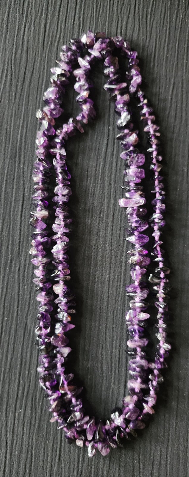 VTG Purple Natural Amethyst Necklace Handmade BOHO Single Strand 34"
