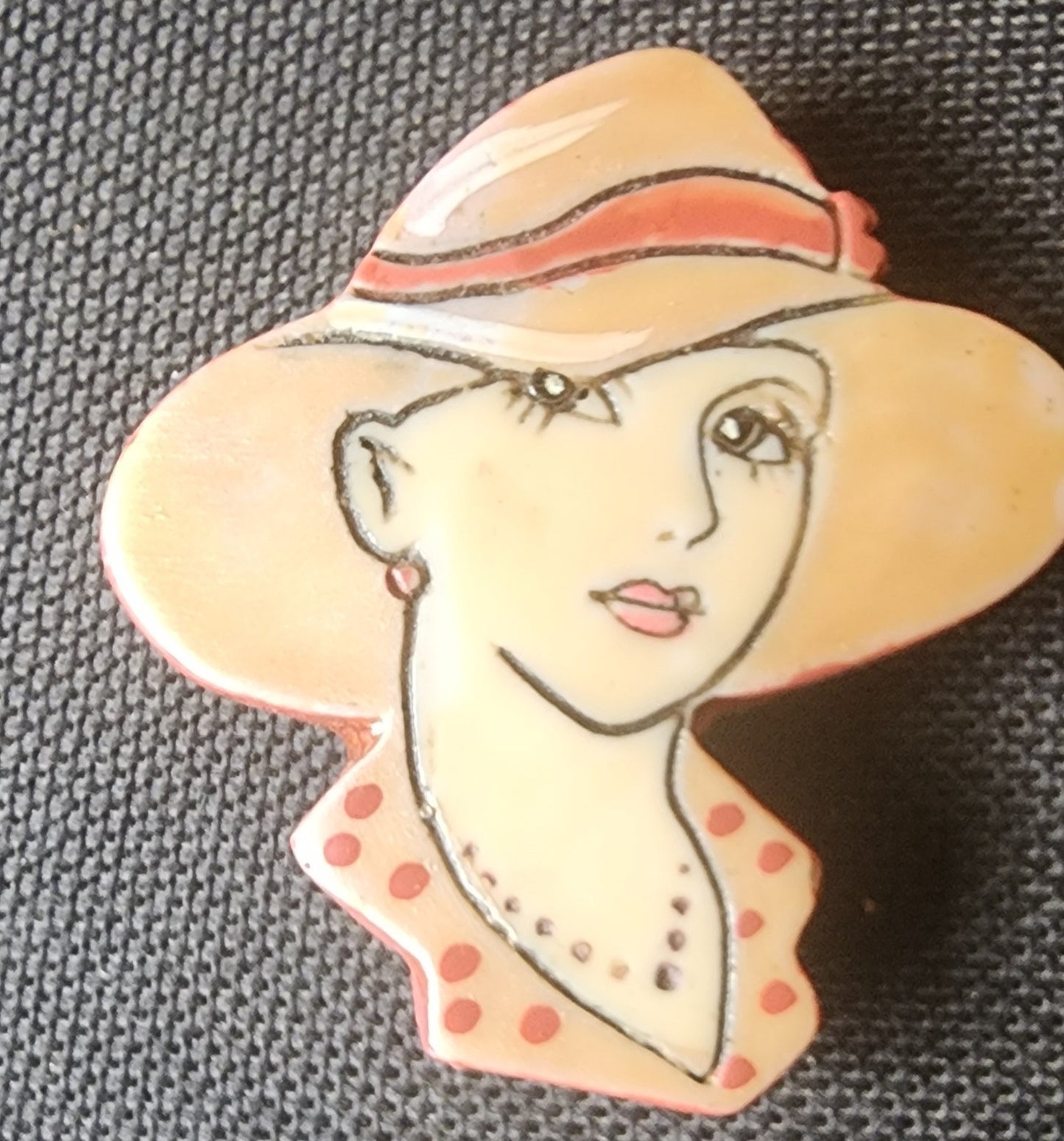 VTG 20’s style Gatsby Jazz Age Style Flapper Pin BROOCH Lady Vogue