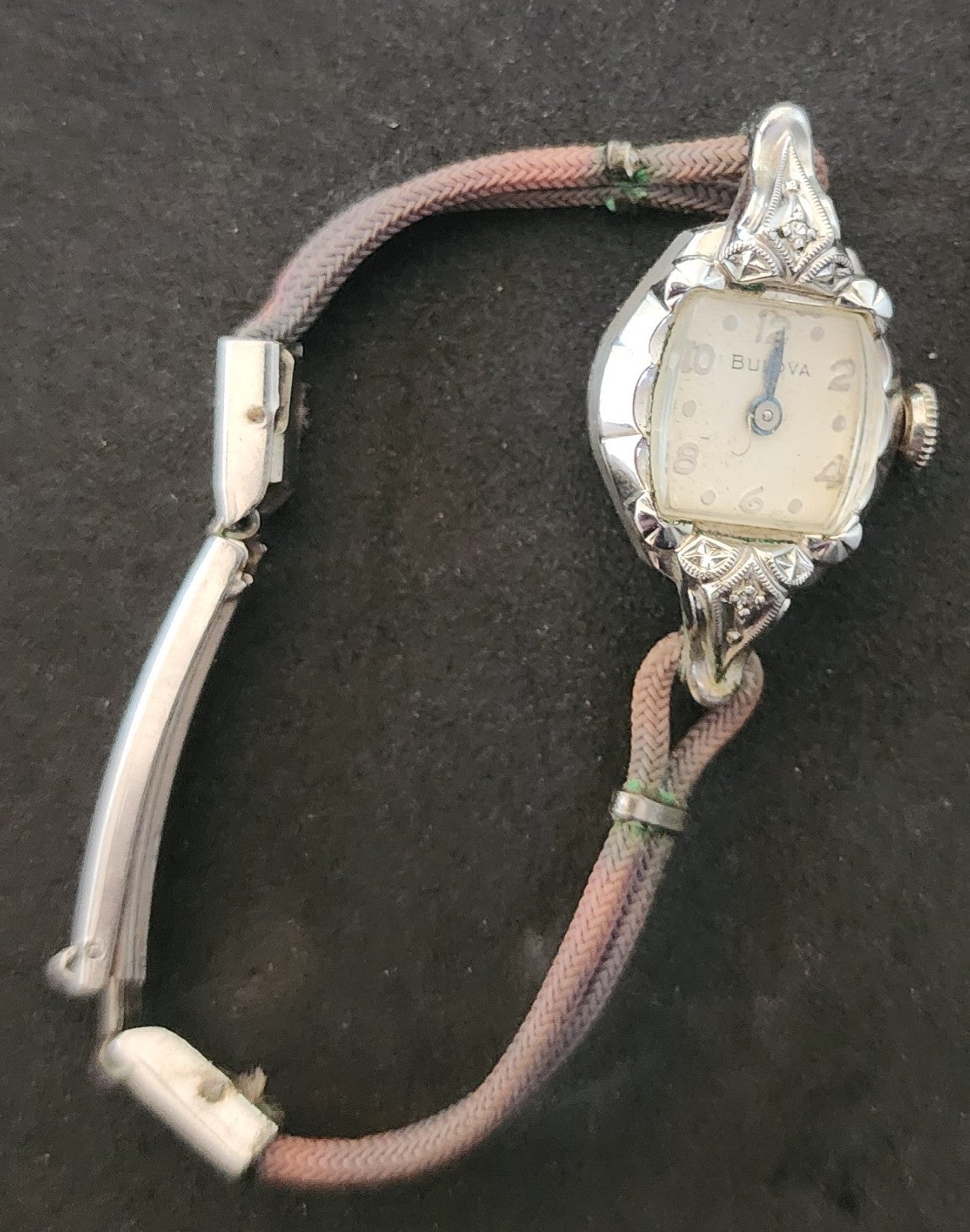 Vintage 1954 Bulova 6BC 17J Ladies Watch 10K RGP Diamond Accents FOR REPAIR L4