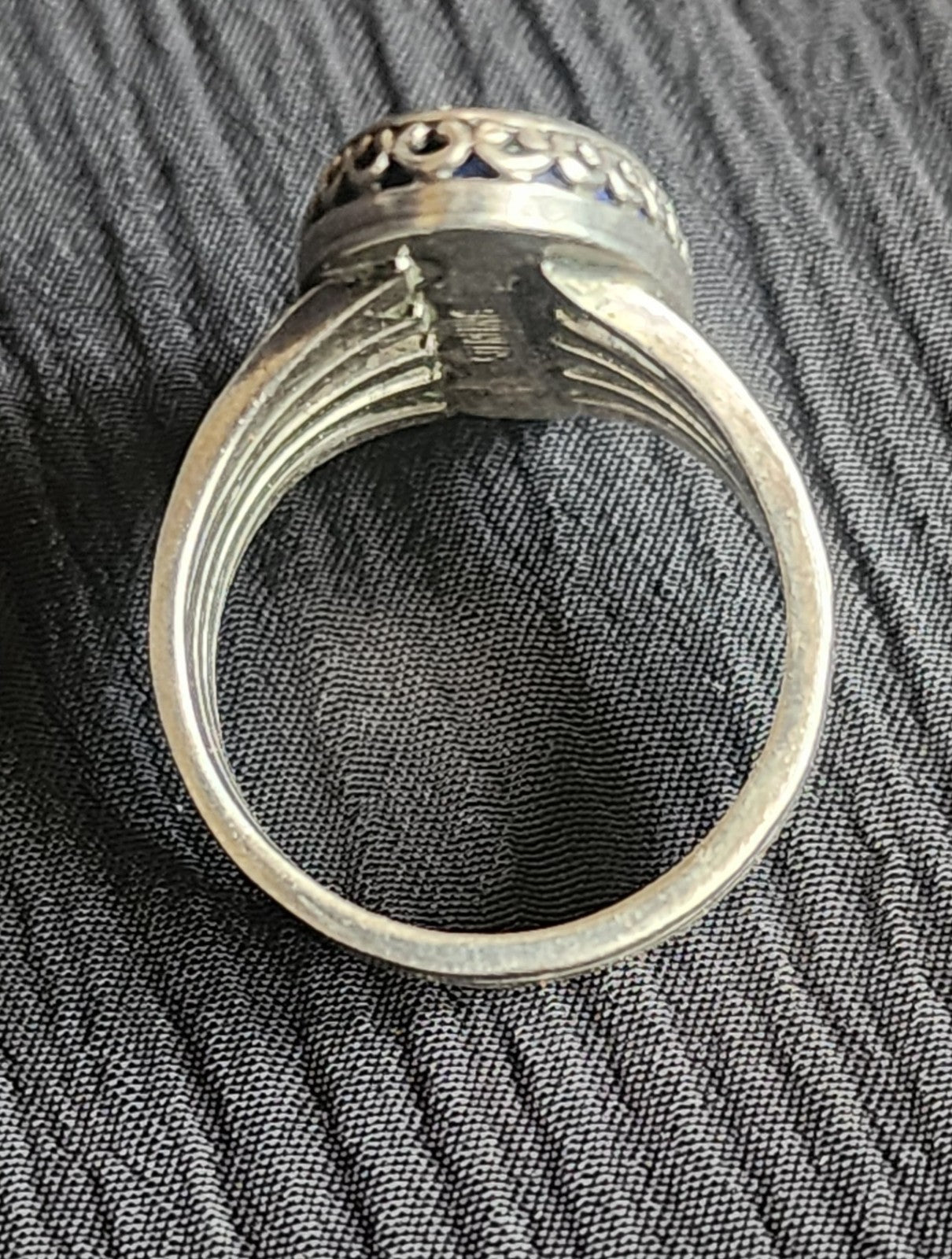 Vintage Sterling Silver .925 Southwestern Lapis Tribal Ring 7.5