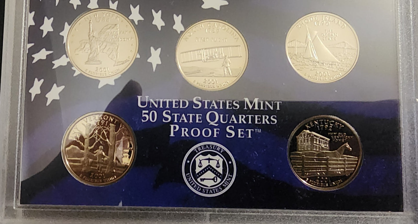 Pair of 2001 & 2005 U.S. Proof Sets in OGP -- 21 TOTAL PERFECT PROOF COINS!