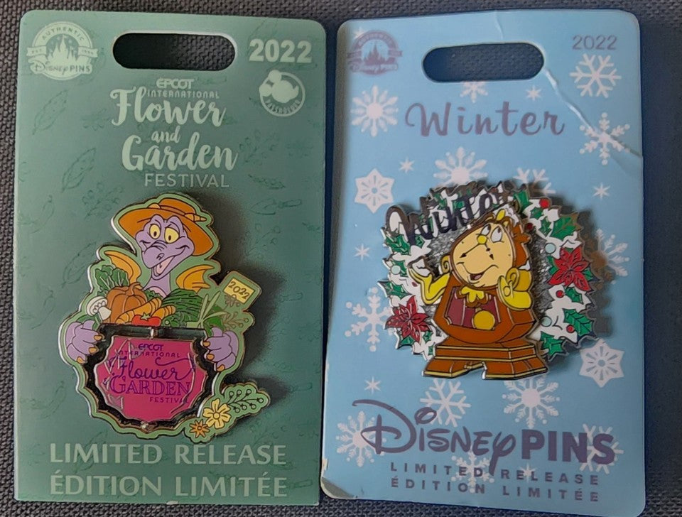 Lot of (2) Limited Edition Disney Pins 2022 Flower and Garden and Winter