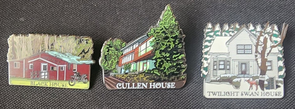 Lot of (3) Twilight Fantasy Pins SWAN HOUSE, Cullen House, Black House by Fandom